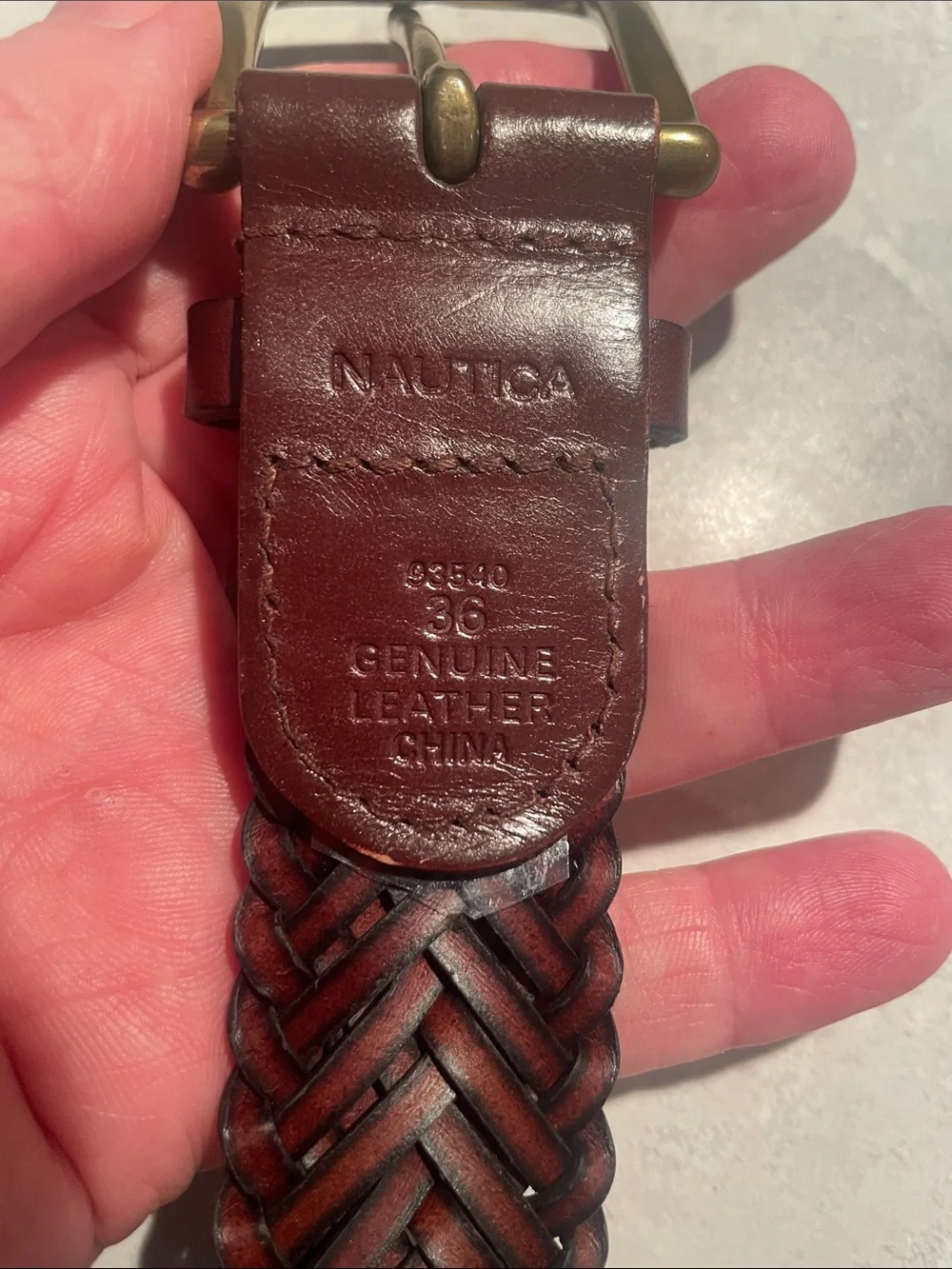 Nautica Brown Leather Belt With Solid Brass Buckle